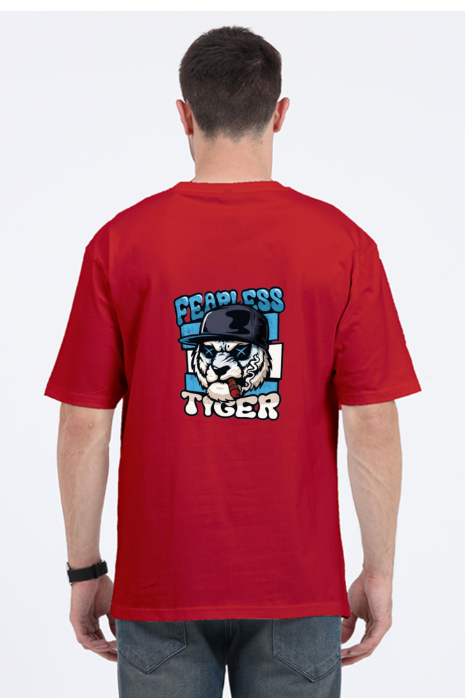 Fearless Tiger Graphic Front And Back Printed Classic  Oversized T-shirt for Men [240 GSM]