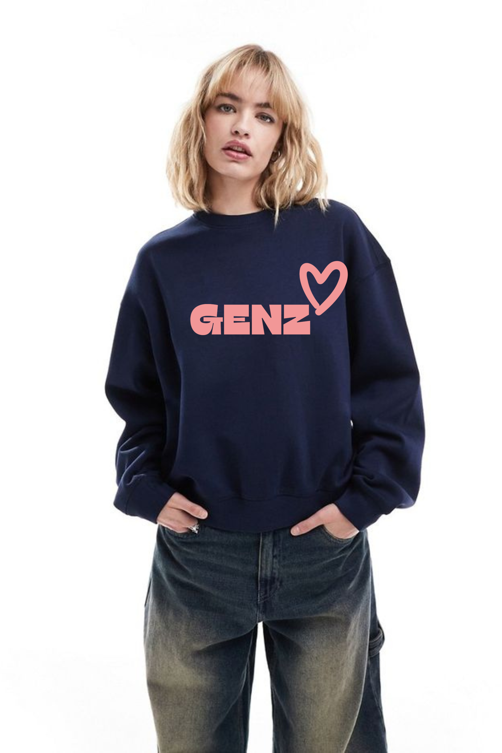 Genz Oversized Graphic Printed Sweatshirt For Women  [ Heavyweight 400 GSM ]