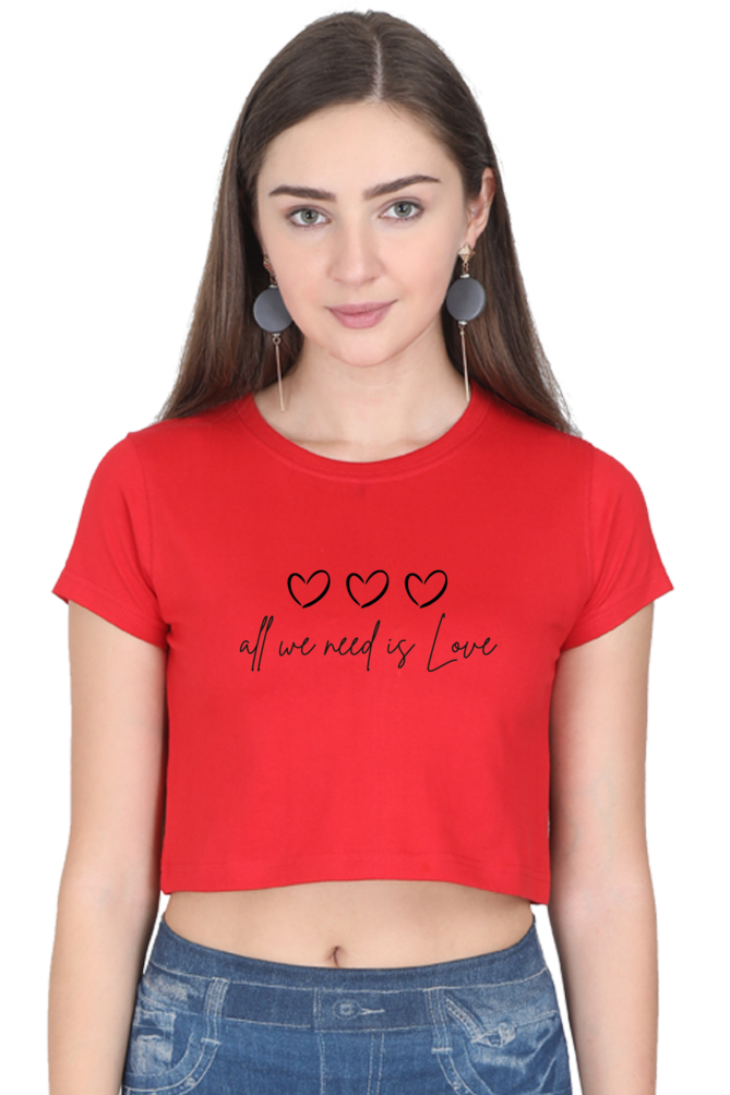 All We Need Is Love Printed Crop Top For Women