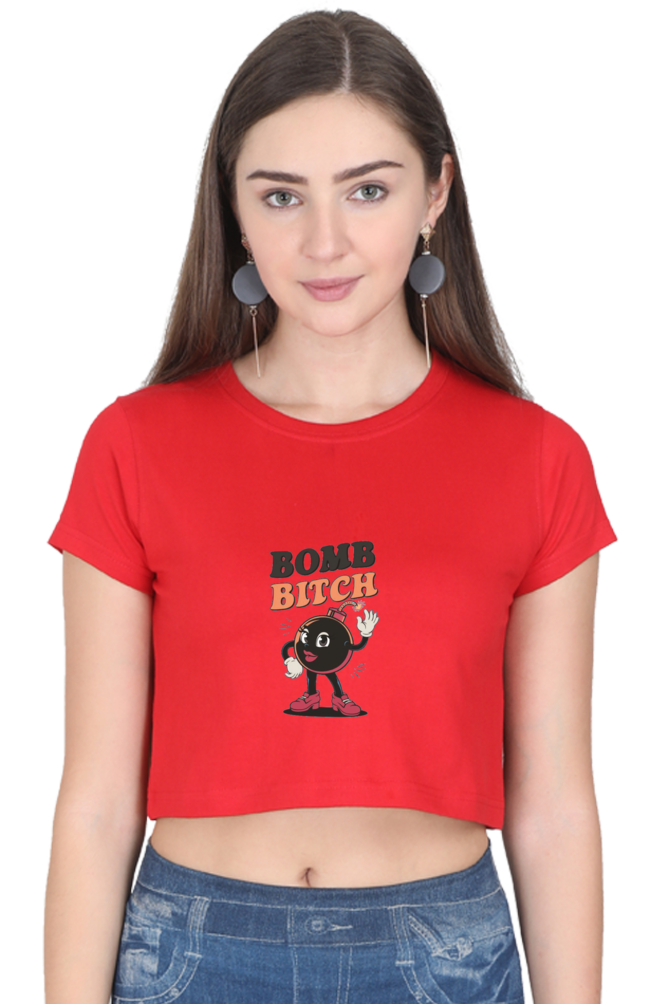 Bomb Bitch Printed Crop Top For Women
