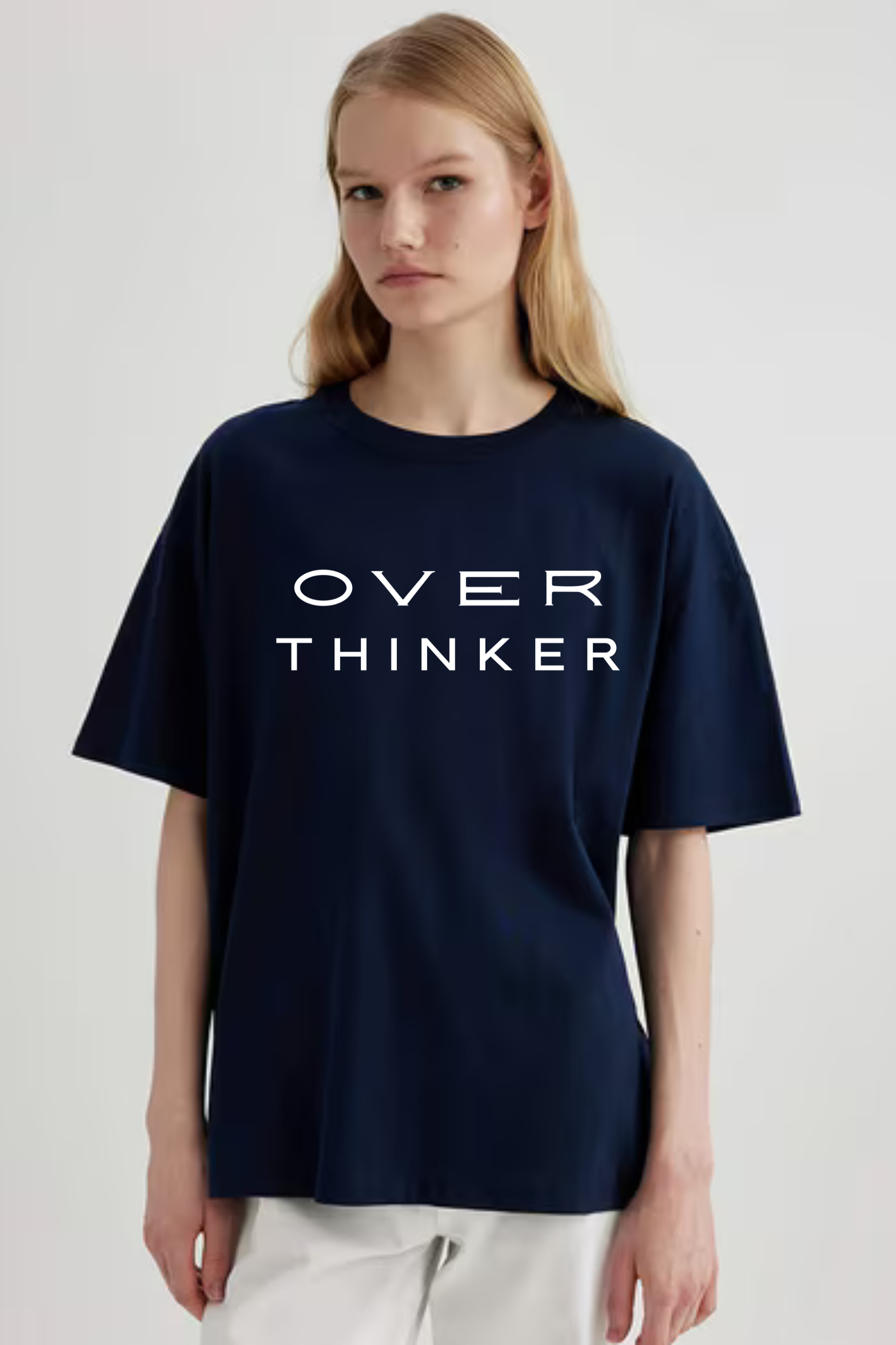 Overthinker Graphic Printed Classic Oversized T-shirt For Women 240GSM]