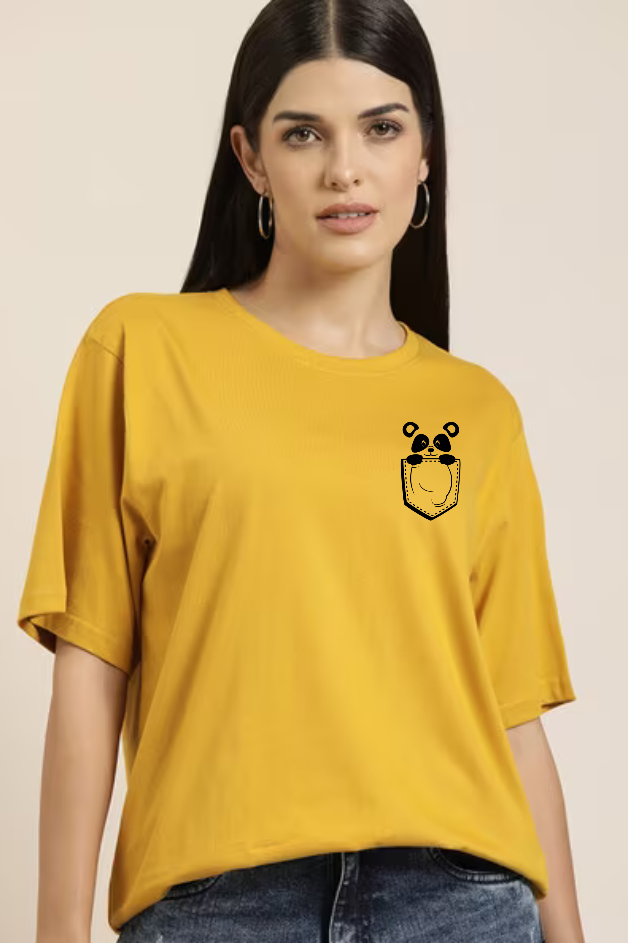 Cute Panda Graphic Printed Classic Oversized T-shirt For Women [240GSM]