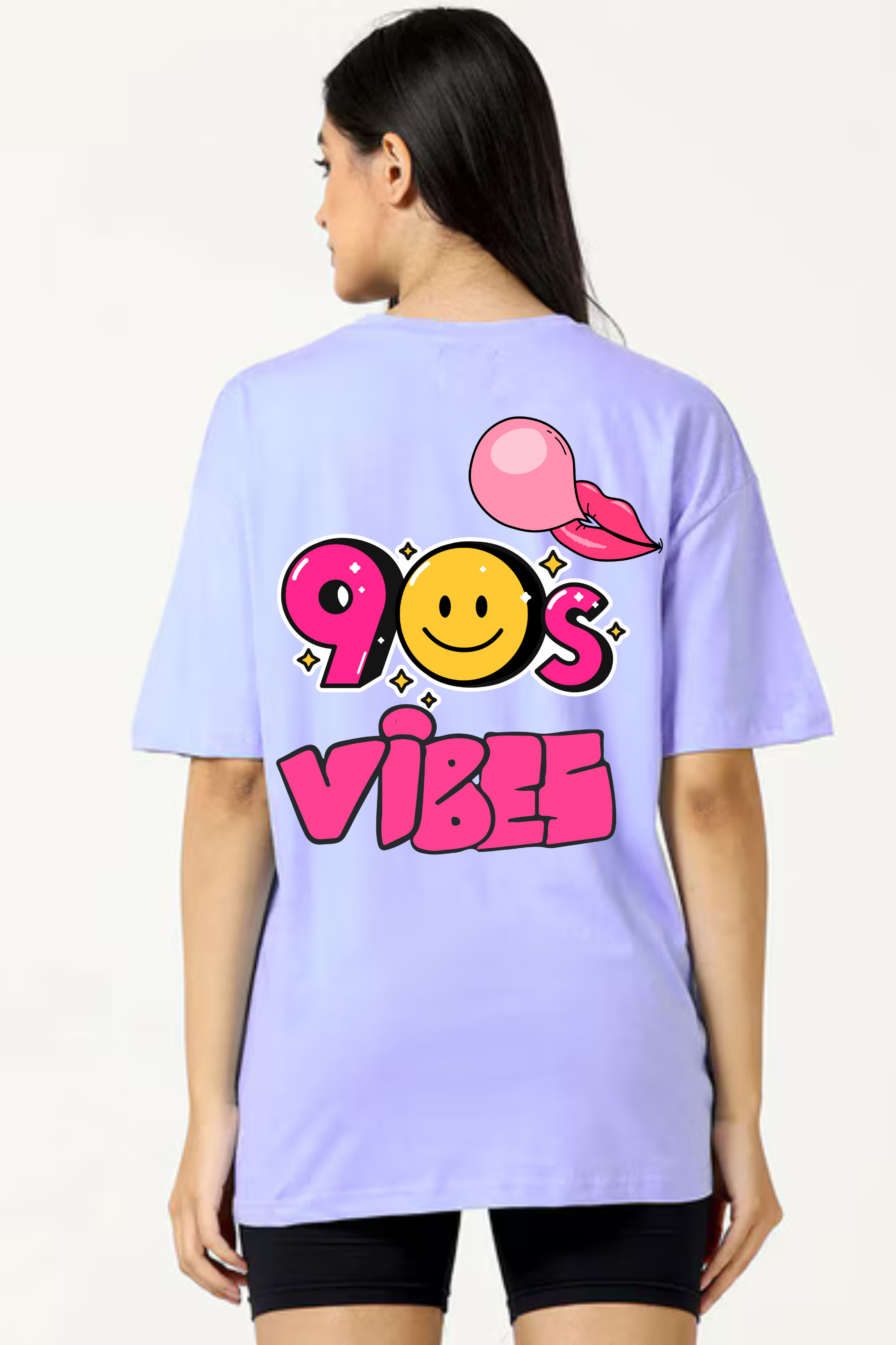 90's Vibes Classic Oversized Front and Back  Graphic Printed T-shirt for Women[240GSM]