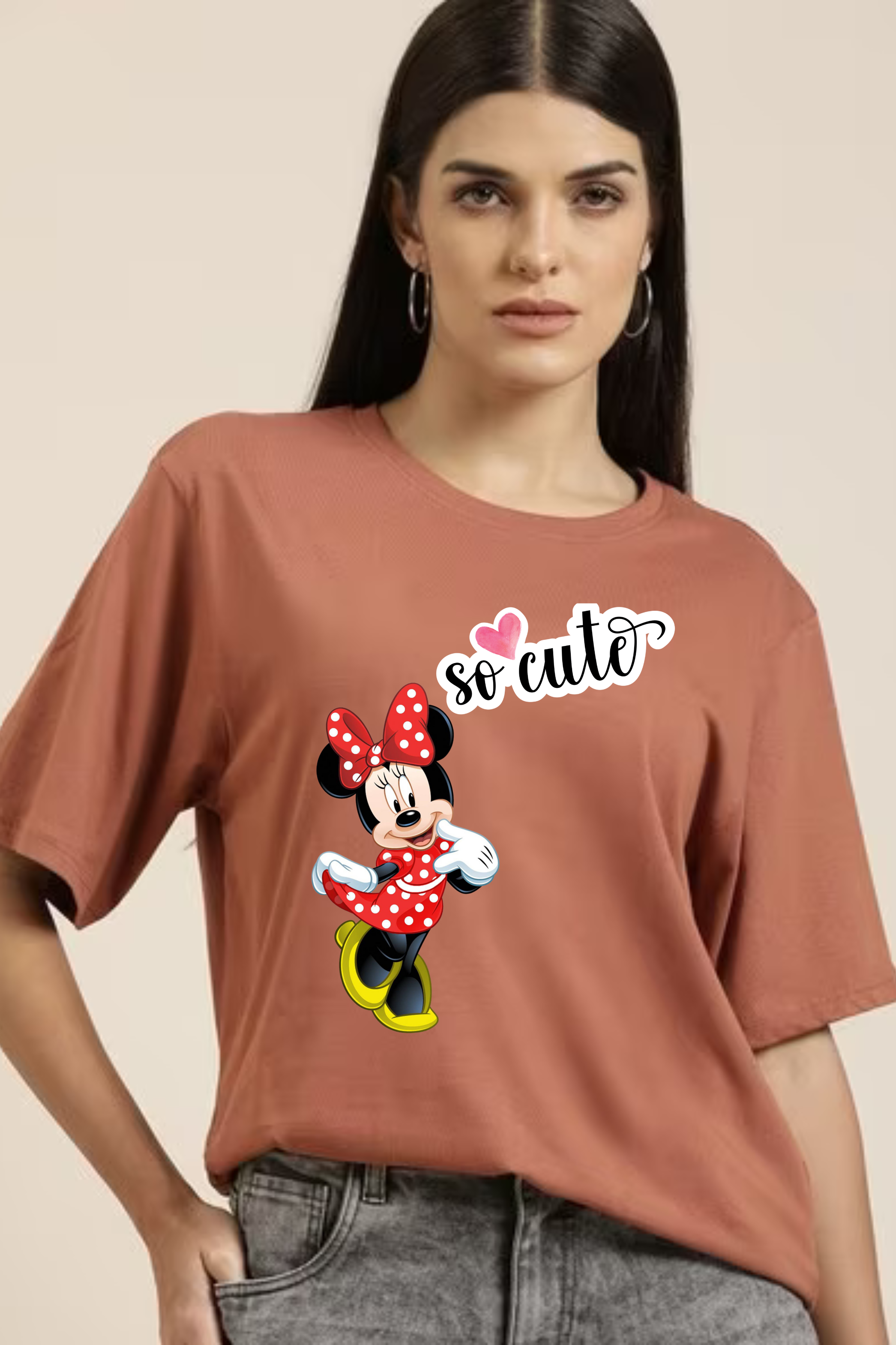 So Cute Mini Graphic Classic Oversized T-shirt for Women [240 GSM]