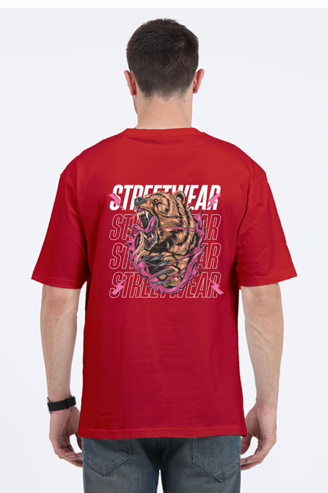 Streetwear Bear Front And Back Graphic Printed Classic Oversized T-shirt for Men [240GSM]