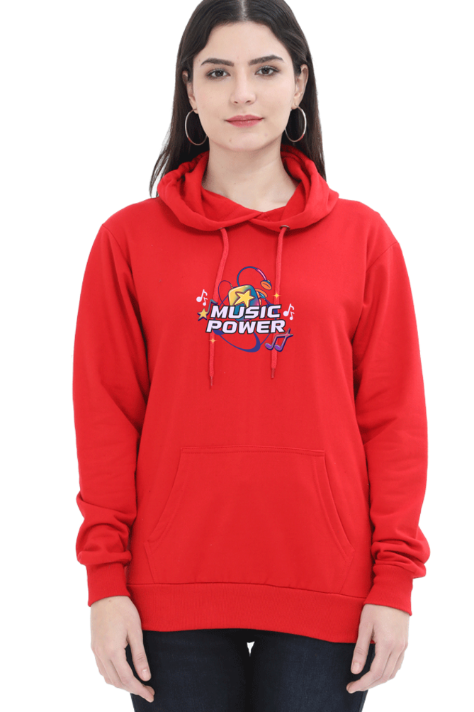 Music Is Power Graphic Printed Hoodie For Women [Light Weighted 300 GSM ]