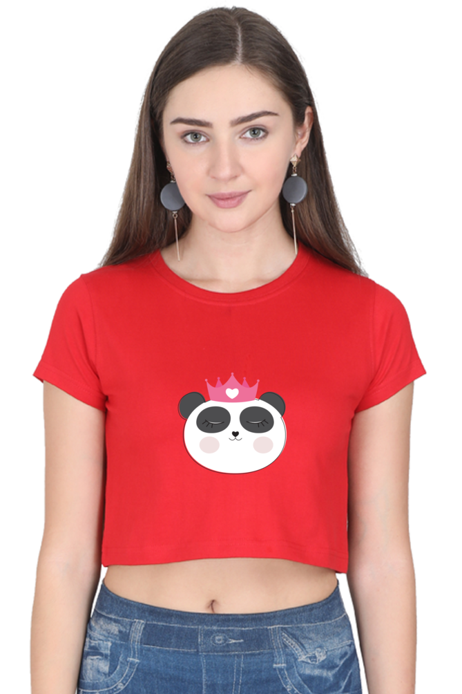 Cute Panda Printed Crop Top For Women