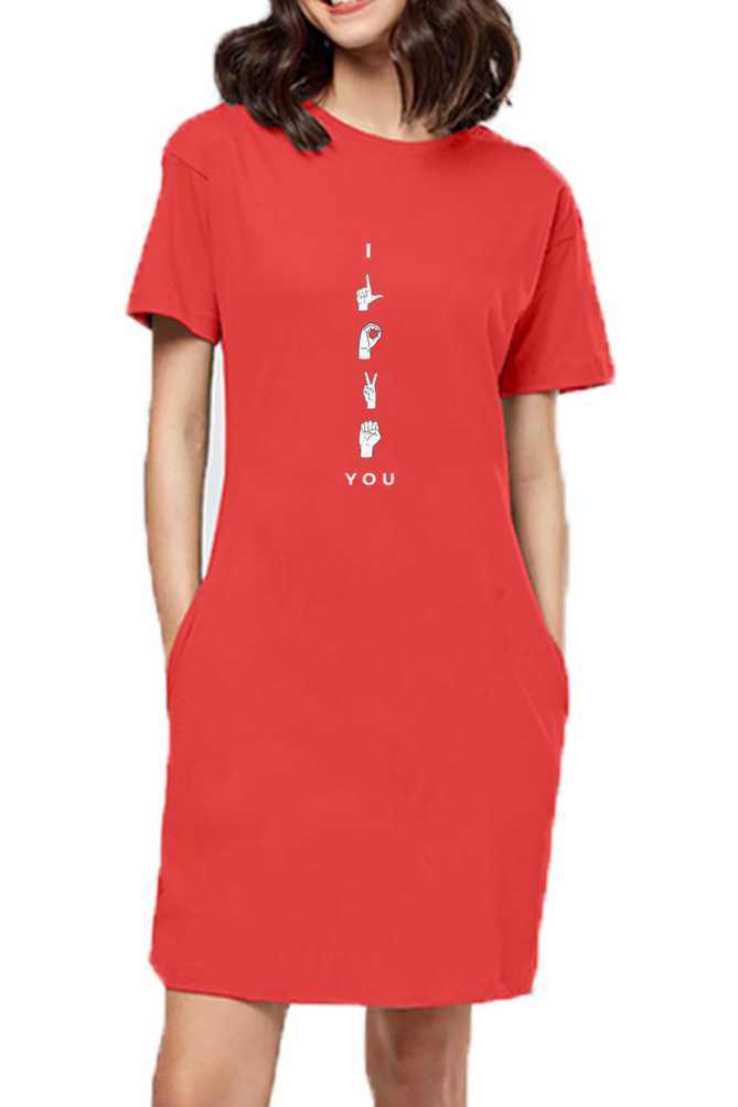Love Printed T-Shirt Dress For Women