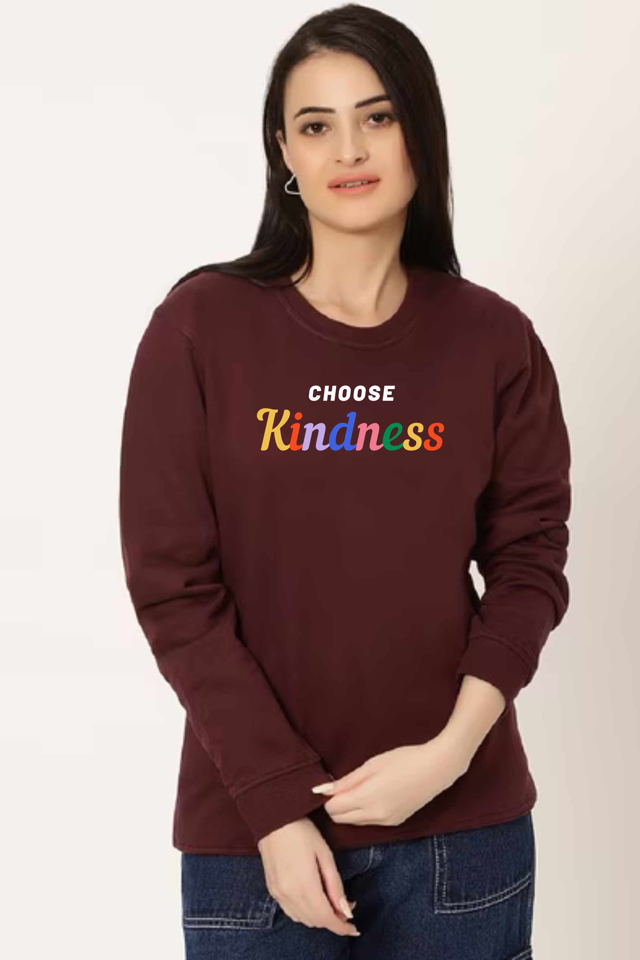 Choose Kindness Oversized Graphic Printed Sweatshirt For Women [ Heavyweight 400 GSM ]