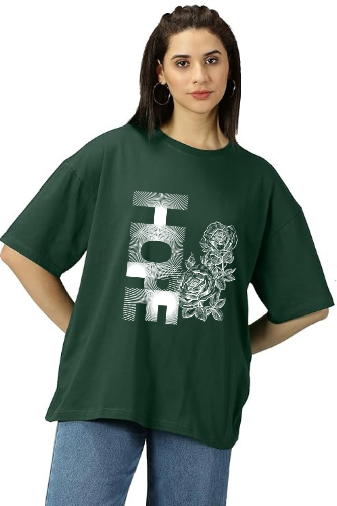 Hope Graphic Printed Classic Oversized T-shirt for Women [240GSM]