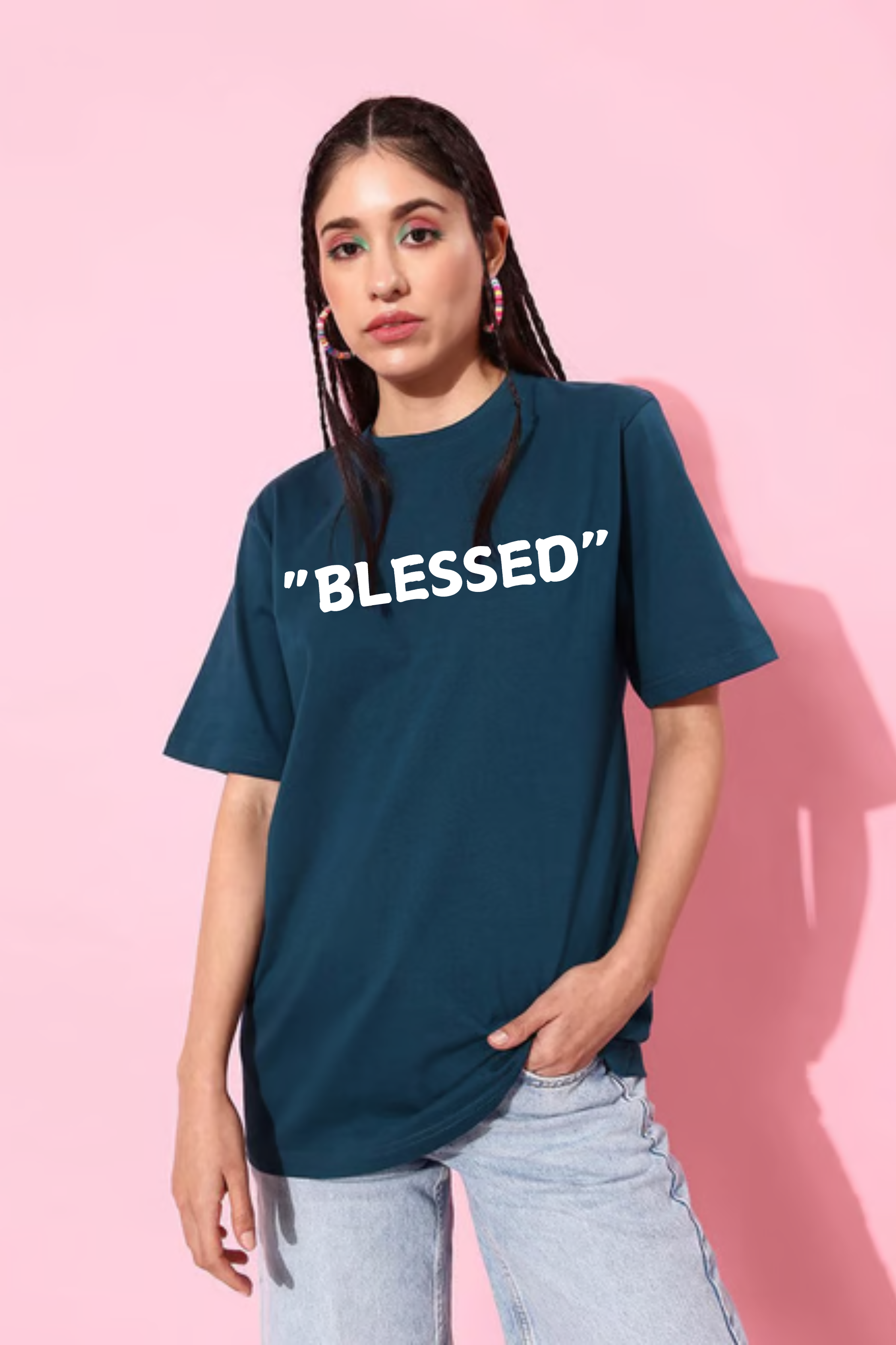 Blessed Graphic Printed Classic Oversized T-shirt For Women 240GSM]