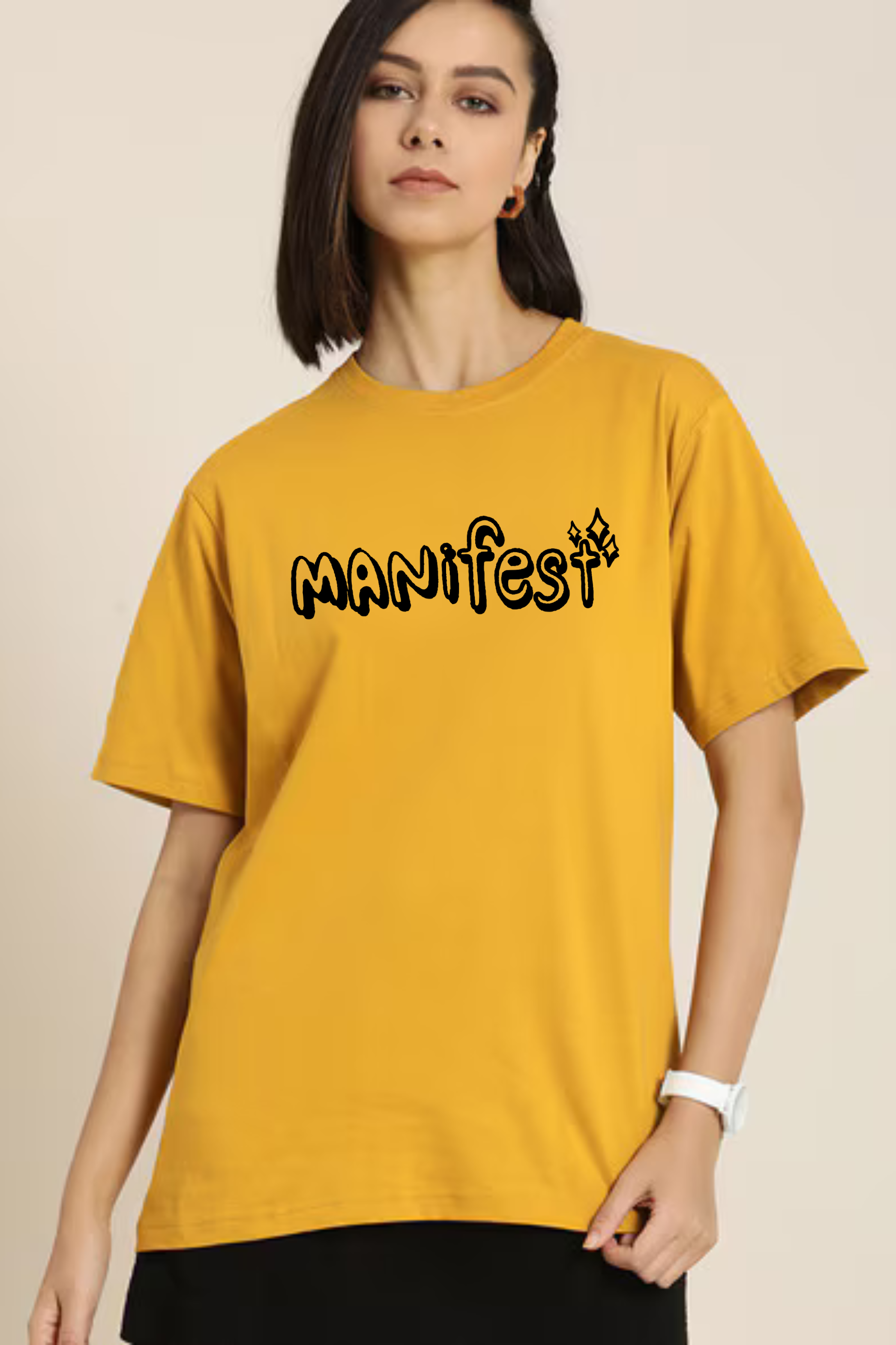 Manifest Graphic Printed Classic Oversized T-shirt For Women [240GSM]