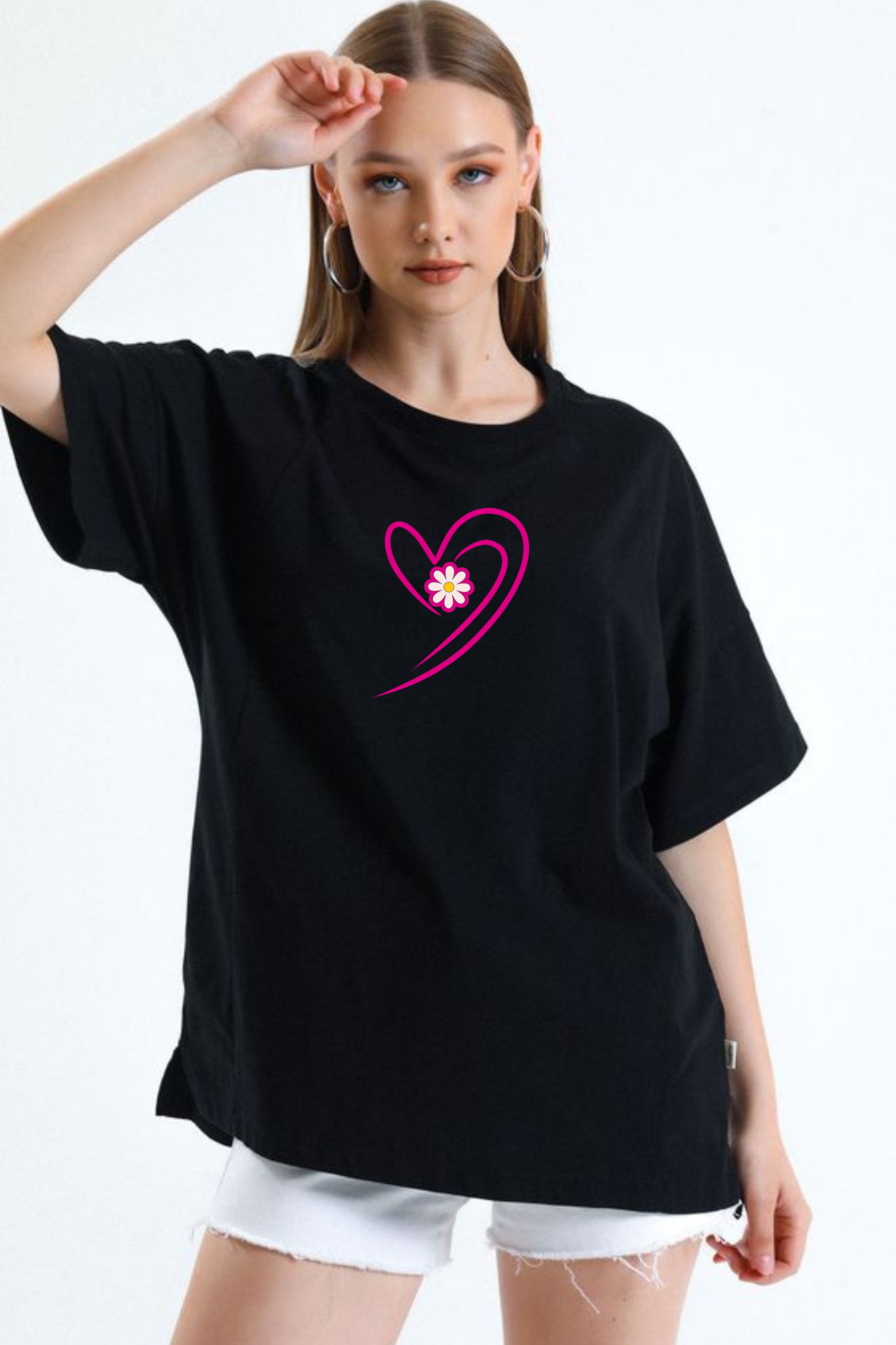 Love Never Fails  Classic Oversized Front and Back  Graphic Printed T-shirt for Women[240GSM]
