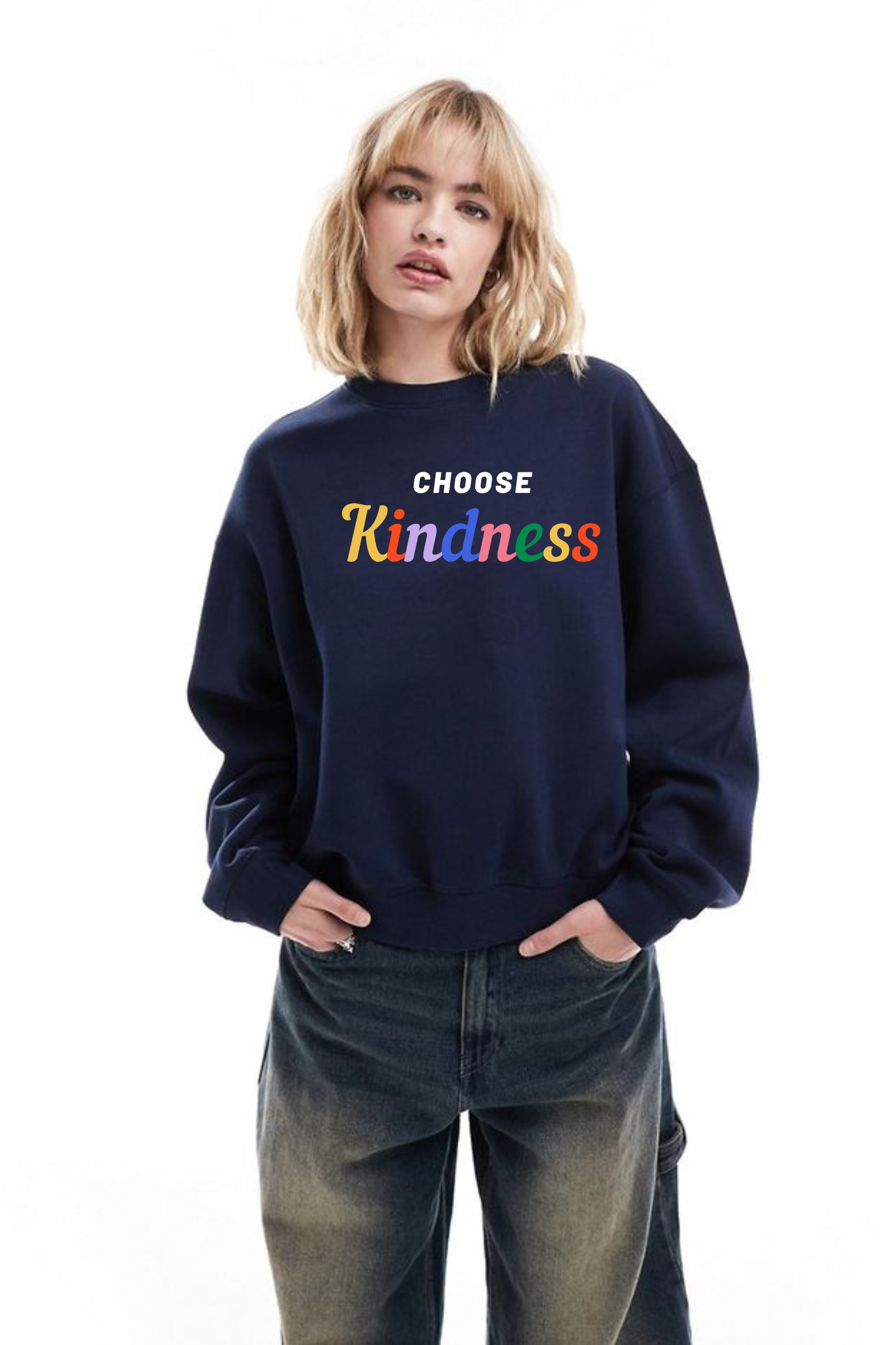 Choose Kindness Oversized Graphic Printed Sweatshirt For Women [ Heavyweight 400 GSM ]