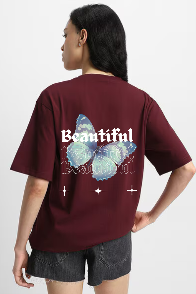 Beautiful Graphic Front And Back Printed Classic Oversized T-shirt for Women [240 GSM]