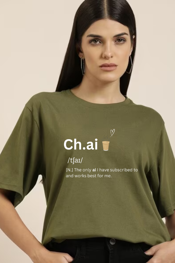 Chai Graphic Printed Classic Oversized T-shirt for Women [240GSM]
