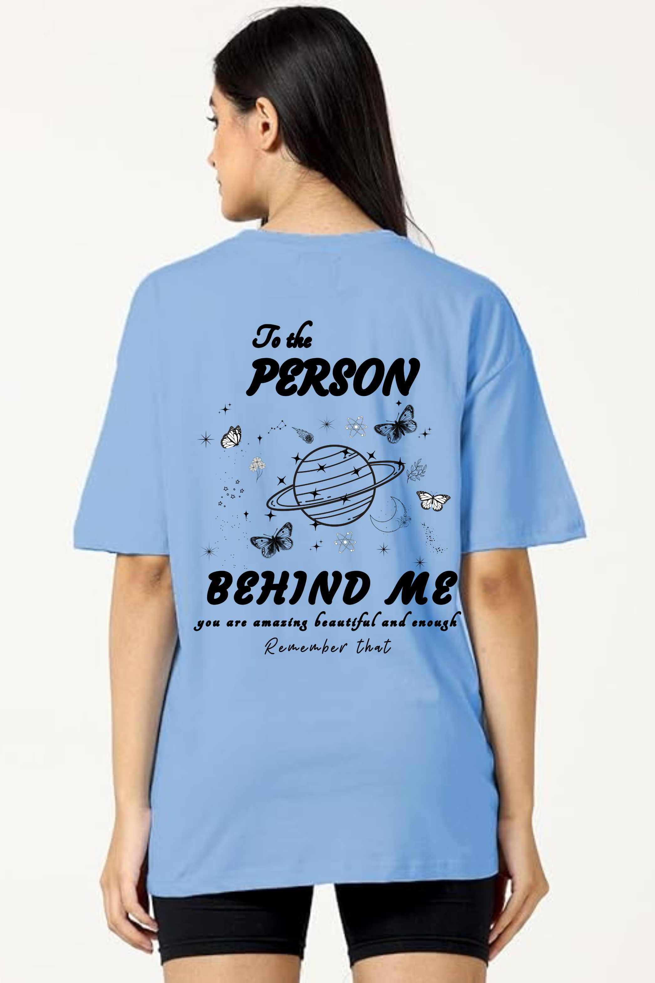 Positive Vibes Graphic Front And Back Printed Classic Oversized T-shirt for Women [240 GSM]