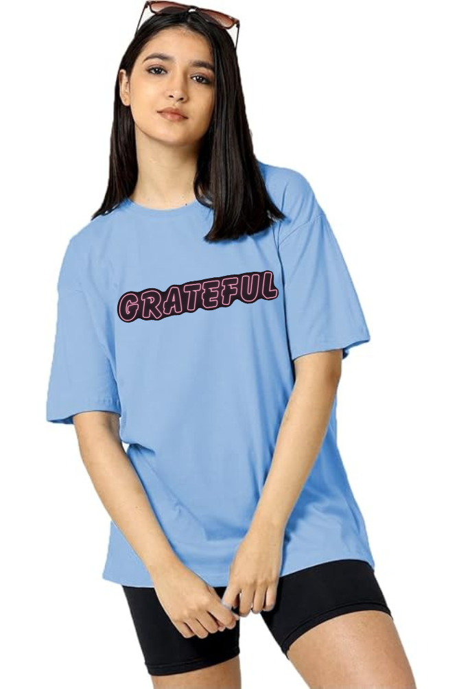 Grateful Graphic Printed Classic Oversized T-shirt for Women [240 GSM]
