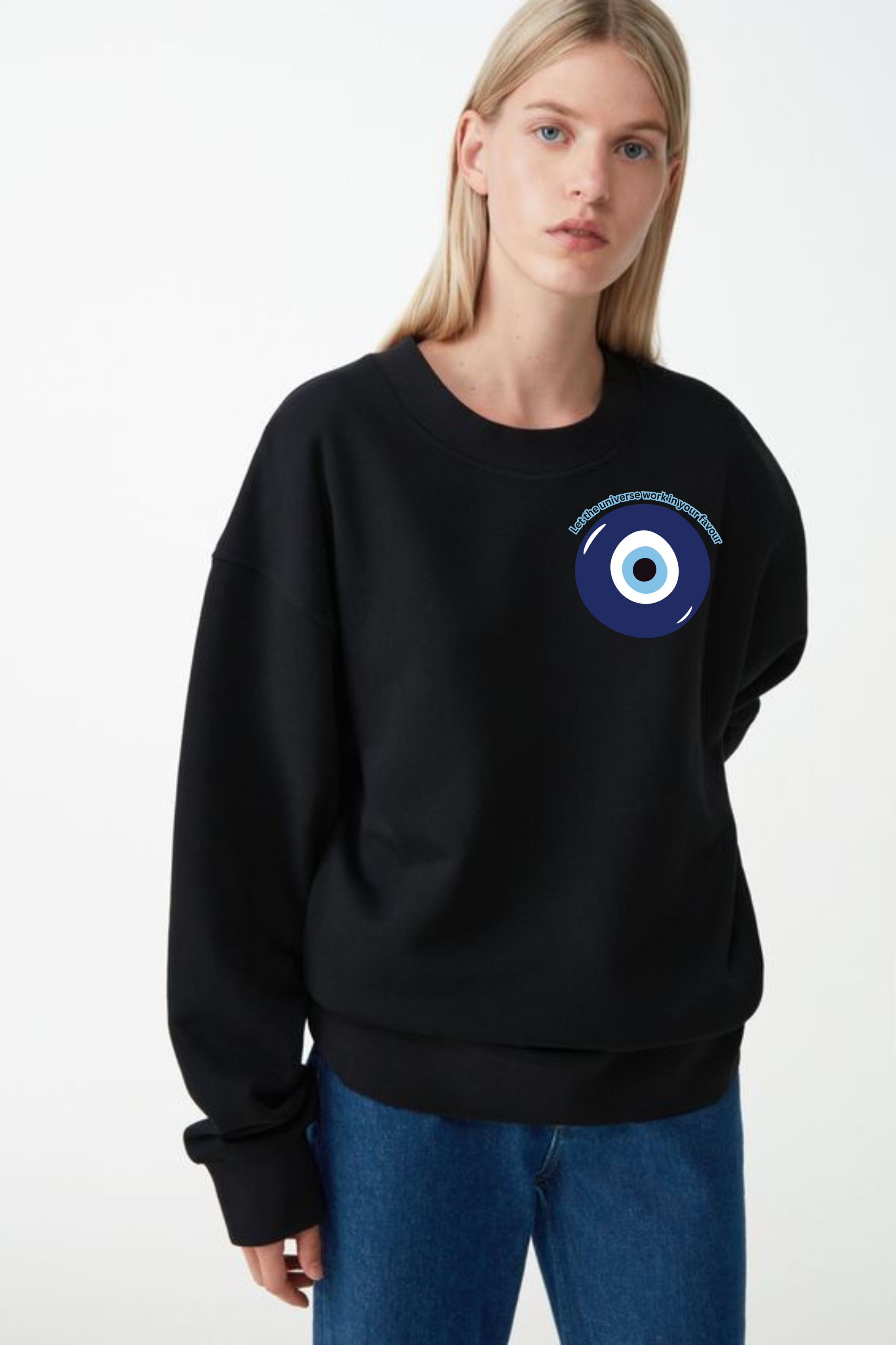 Evil Eye Oversized Graphic Printed Sweatshirt For Women  [ Heavyweight 400 GSM ]