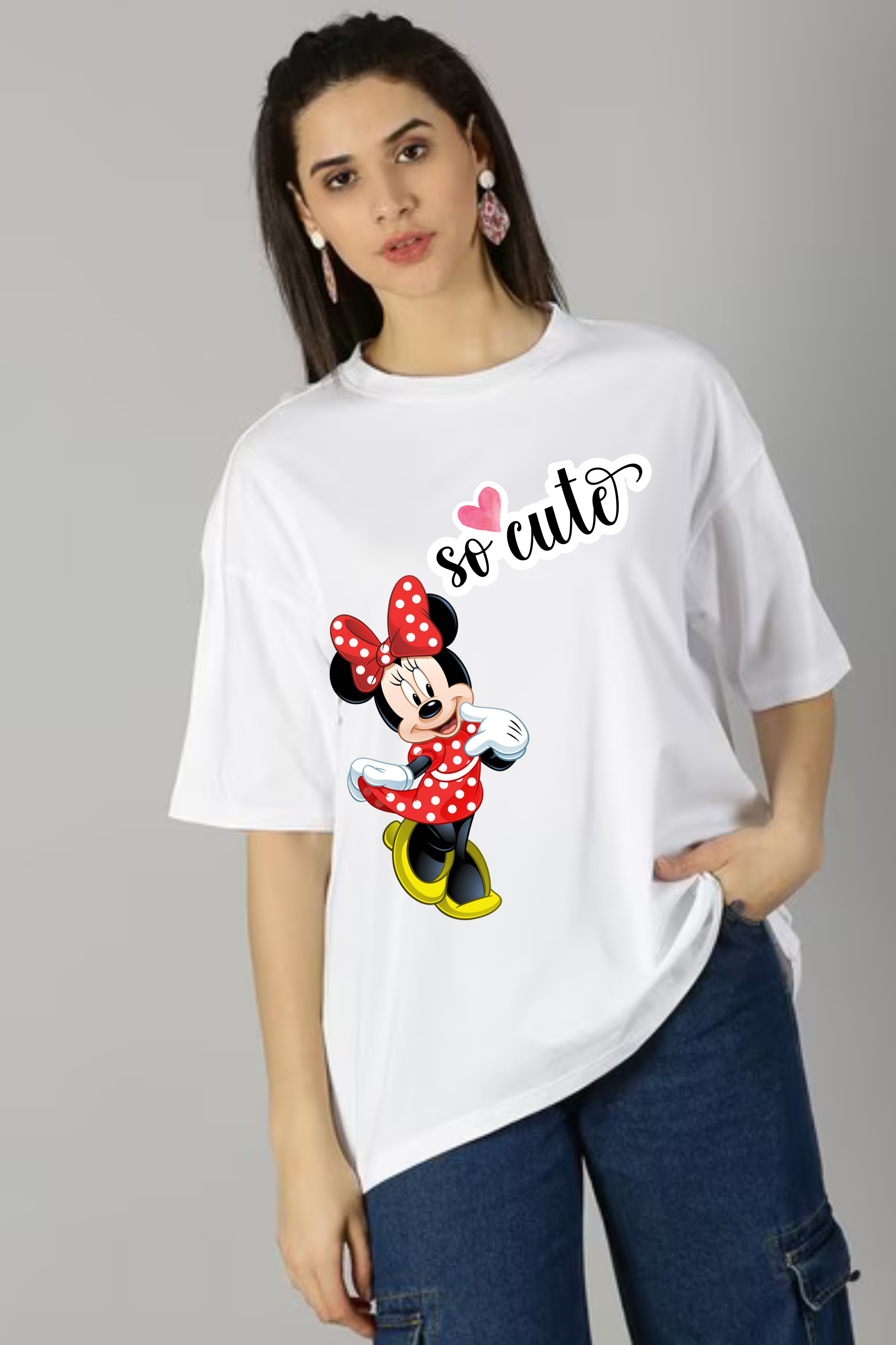 So Cute Mini Graphic Classic Oversized T-shirt for Women [240 GSM]
