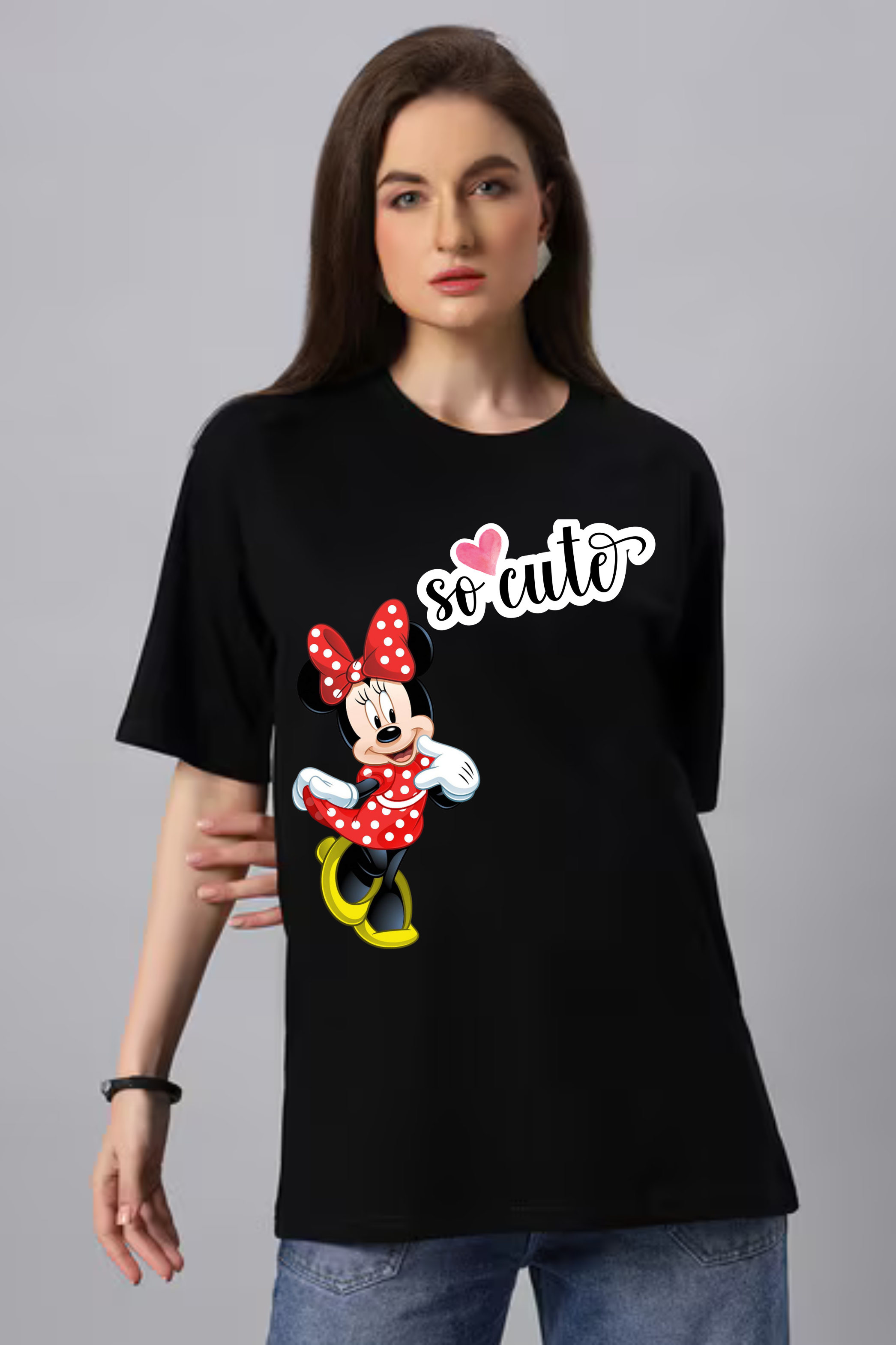 So Cute Mini Graphic Classic Oversized T-shirt for Women [240 GSM]