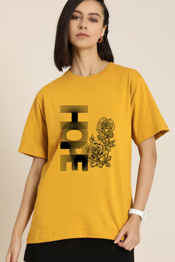 Hope Graphic Printed Classic Oversized T-shirt for Women [240GSM]
