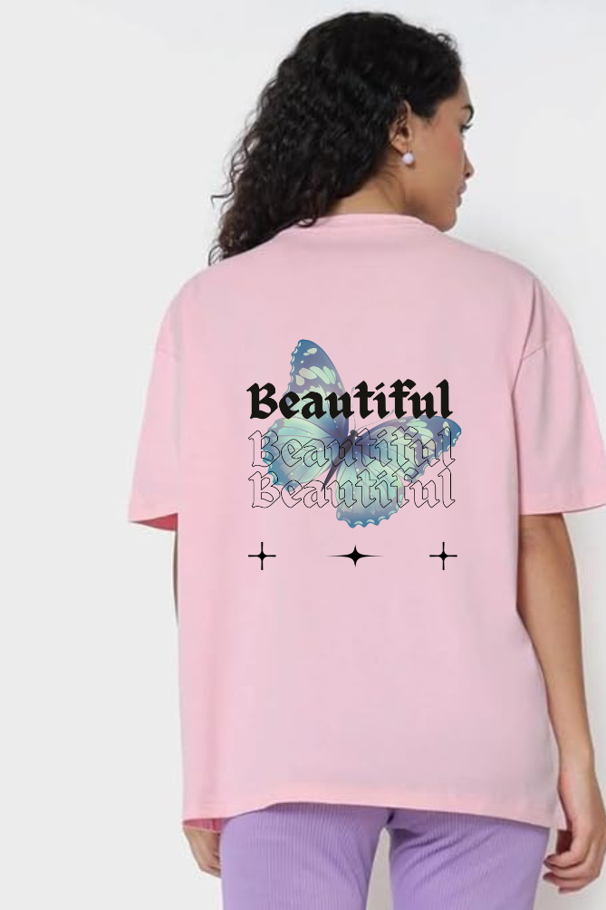 Beautiful Graphic Front And Back Printed Classic Oversized T-shirt for Women [240 GSM]