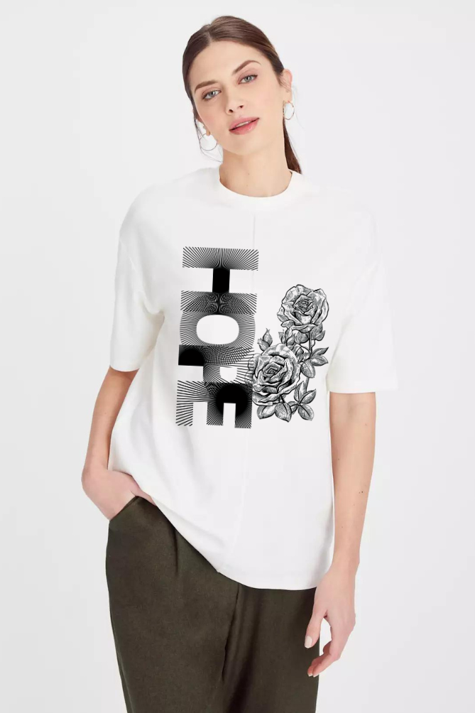 Hope Graphic Printed Classic Oversized T-shirt for Women [240GSM]