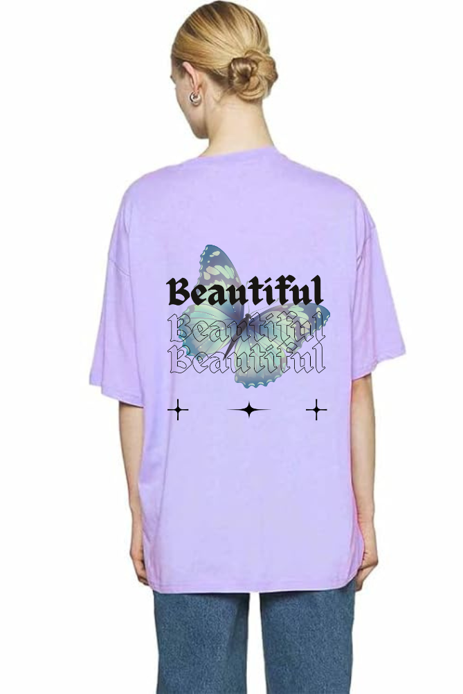Beautiful Graphic Front And Back Printed Classic Oversized T-shirt for Women [240 GSM]