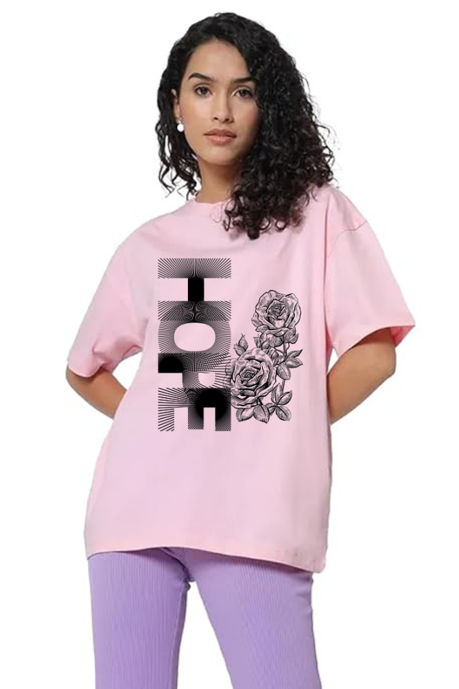 Hope Graphic Printed Classic Oversized T-shirt for Women [240GSM]