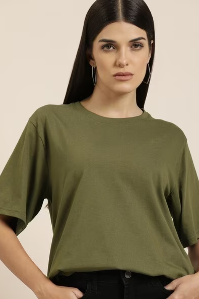 Solid Oversized Classic T-shirt for Women[240GSM]
