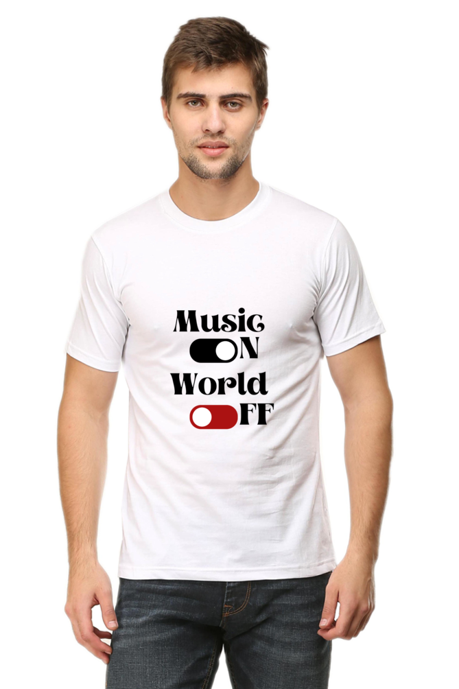 Music On World Off Printed T-shirt for Men