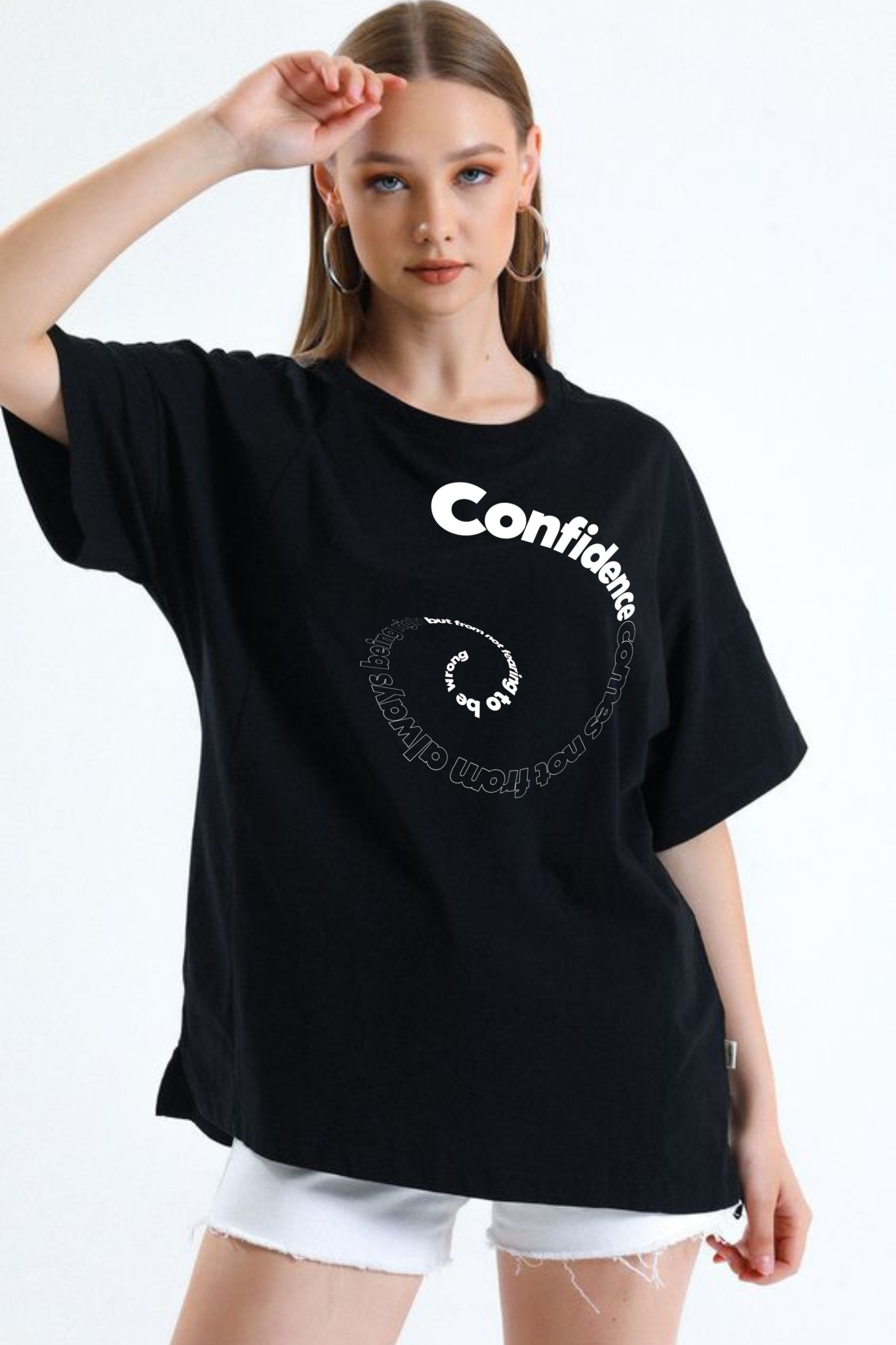Confidence Graphic Printed Classic Oversized T-shirt For Women 240GSM]