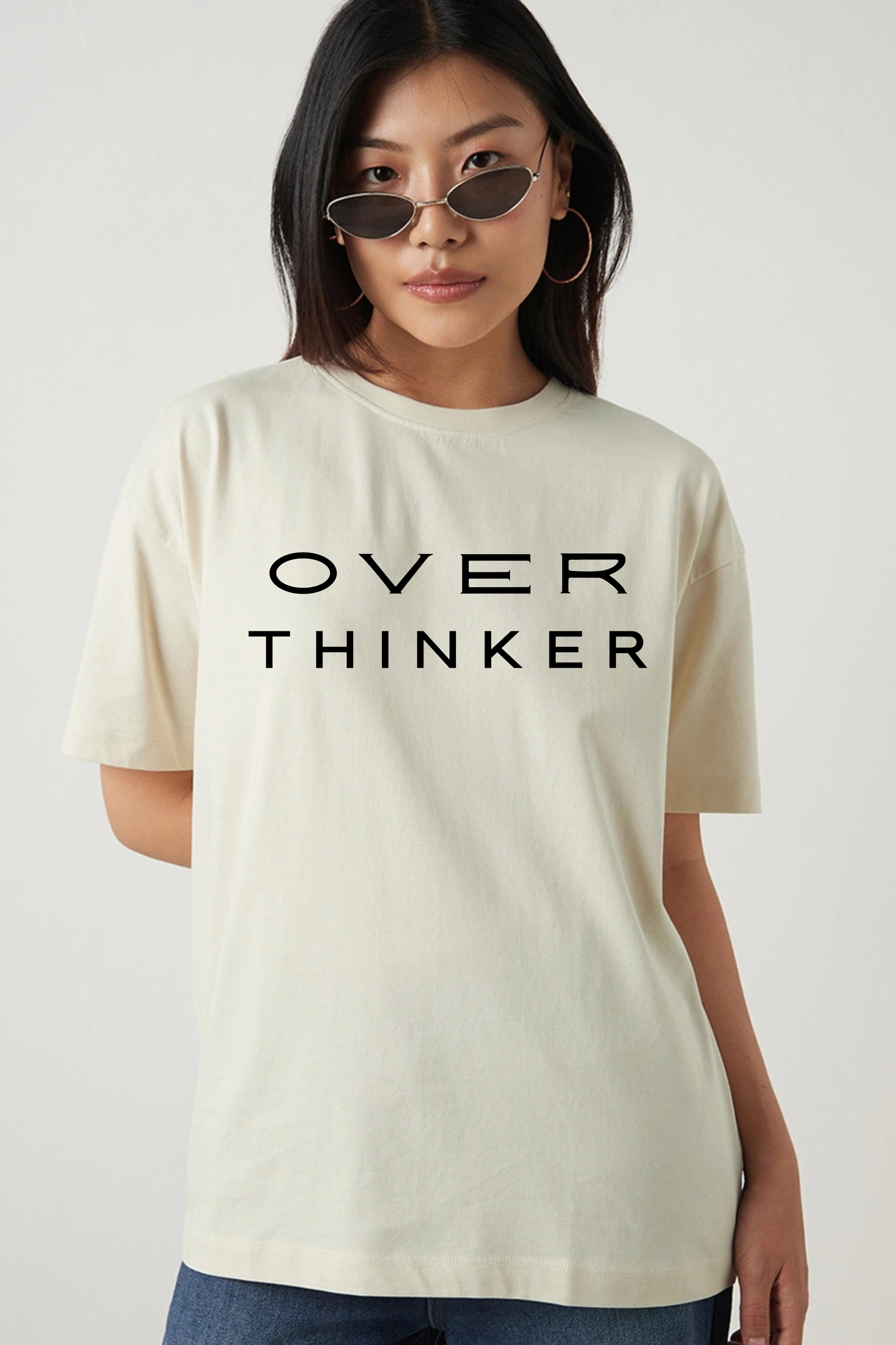 Overthinker Graphic Printed Classic Oversized T-shirt For Women 240GSM]
