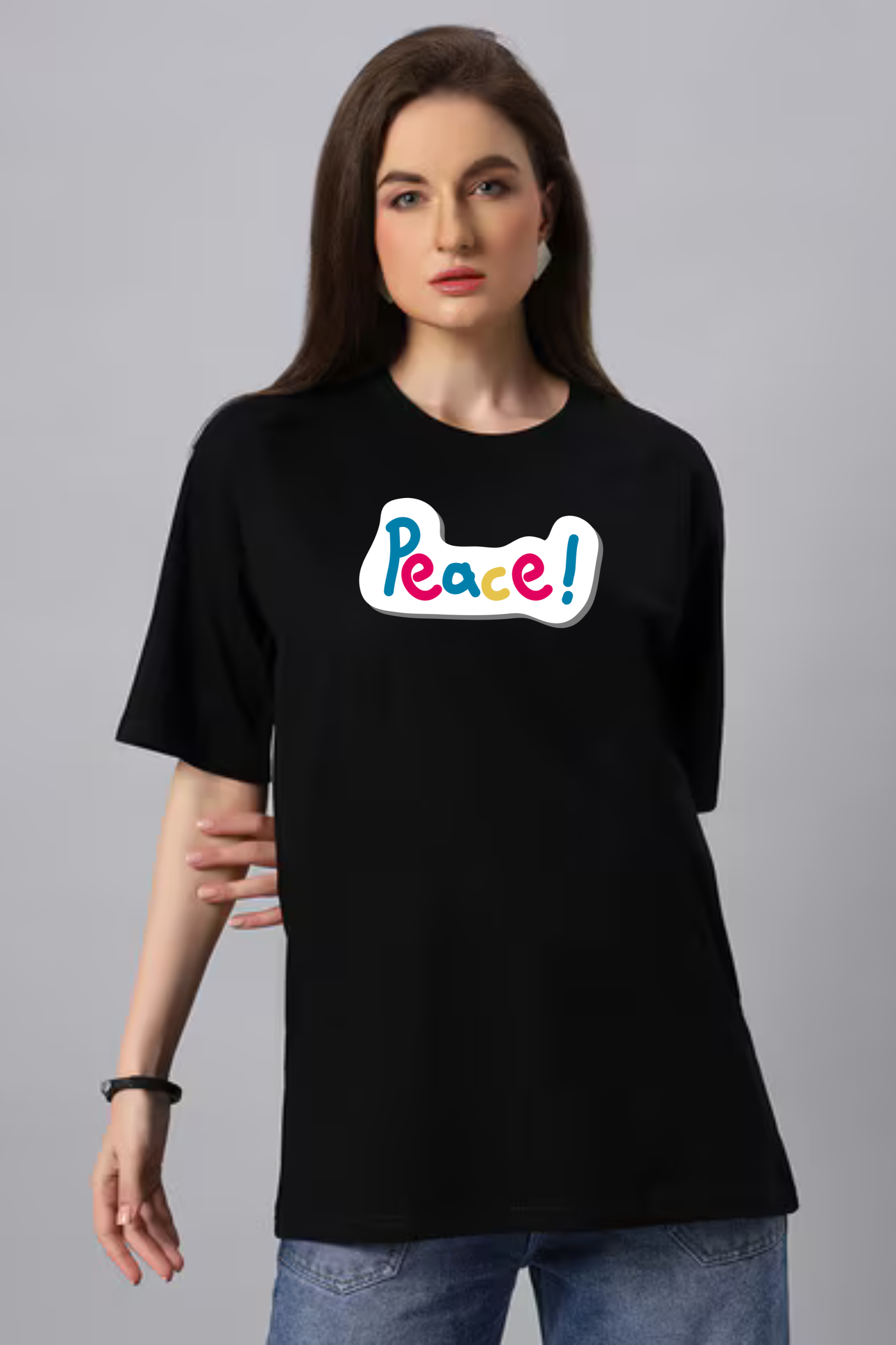 Peace Graphic Printed Classic Oversized T-shirt For Women [240GSM]