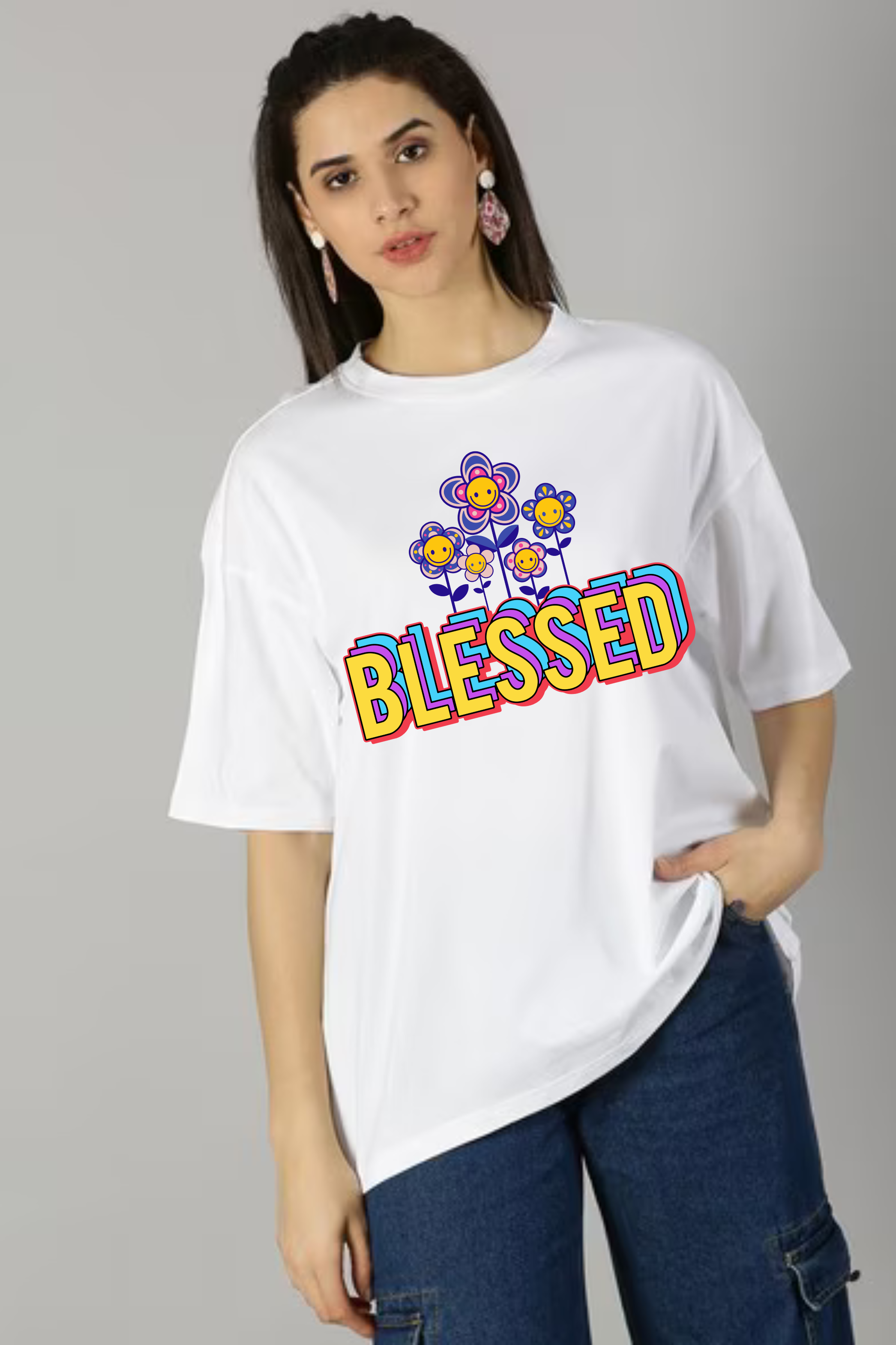 Blessed Graphic Classic Oversized T-shirt for Women [240 GSM]