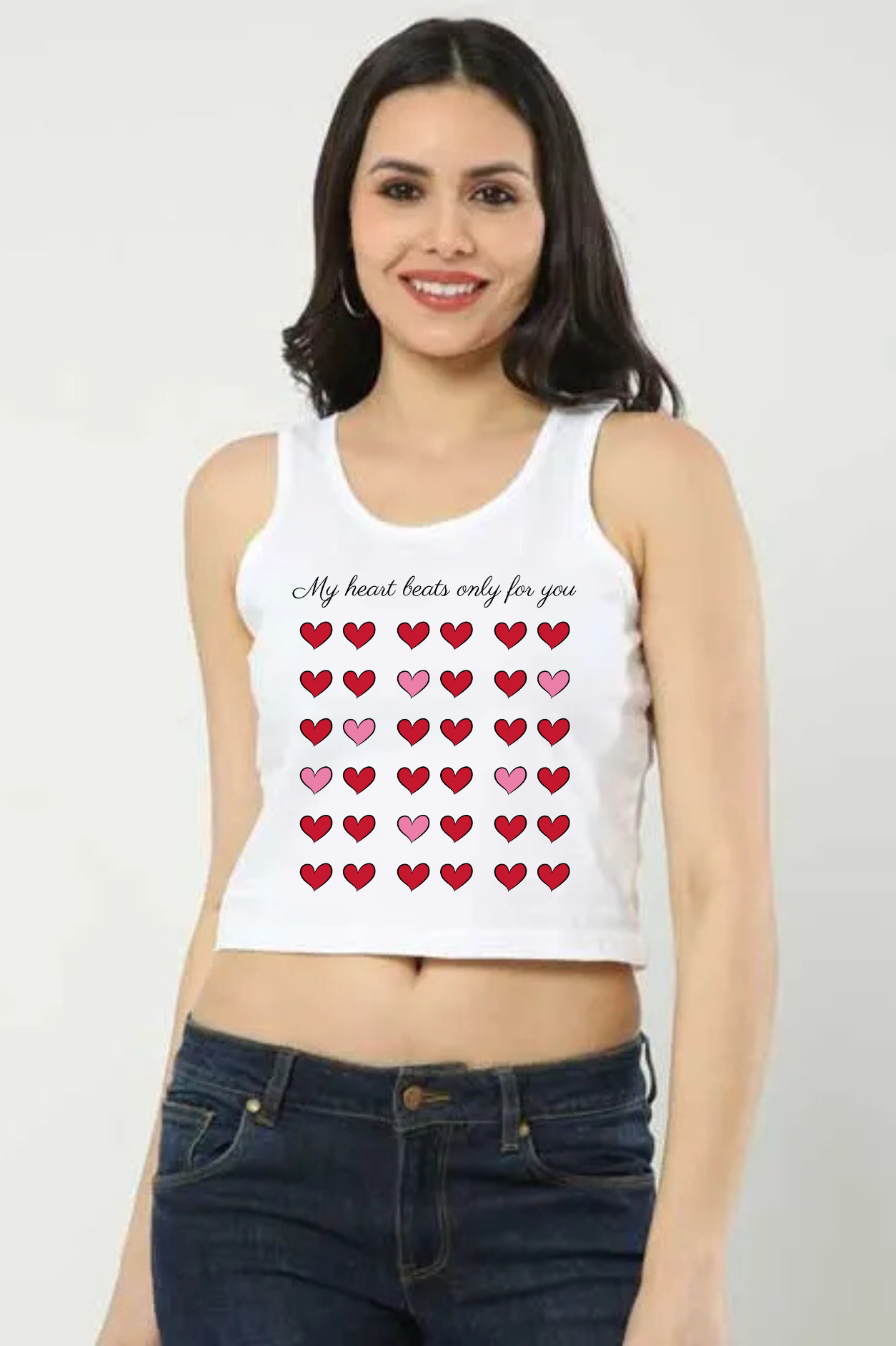 My Heart Beats Only For You Crop Tank Top For Women