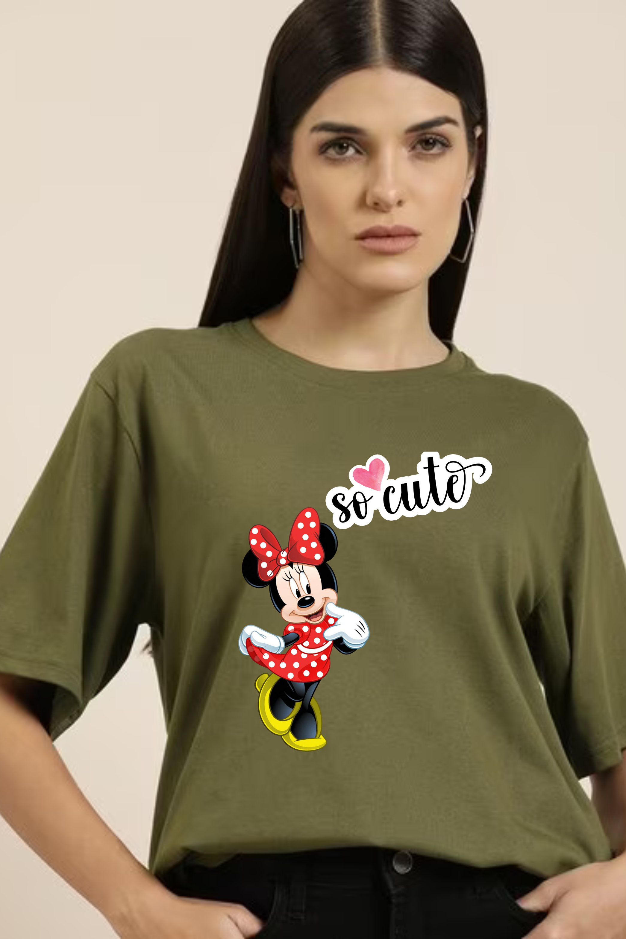 So Cute Mini Graphic Classic Oversized T-shirt for Women [240 GSM]