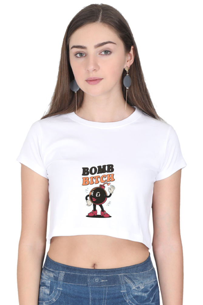 Bomb Bitch Printed Crop Top For Women