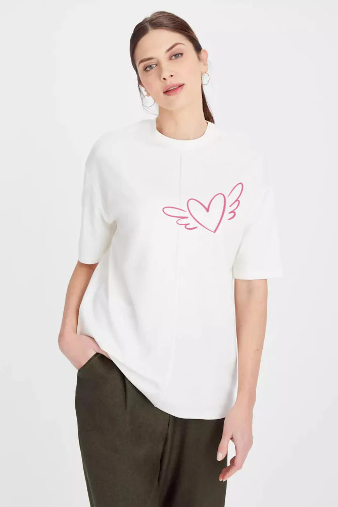 Angel Graphic Front And Back Printed Classic Oversized T-shirt for Women [240 GSM]