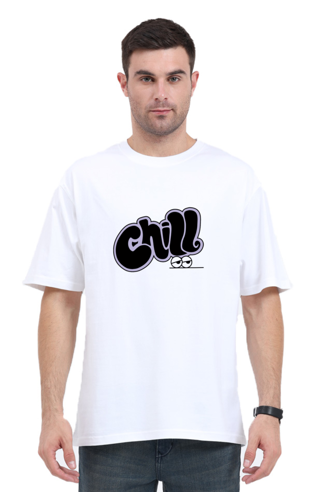 Chill Graphic Printed Standard Oversized T-shirt for Men [180 GSM]