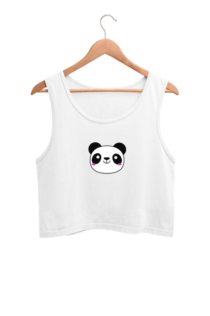 Panda Printed Crop Tank Top For Women
