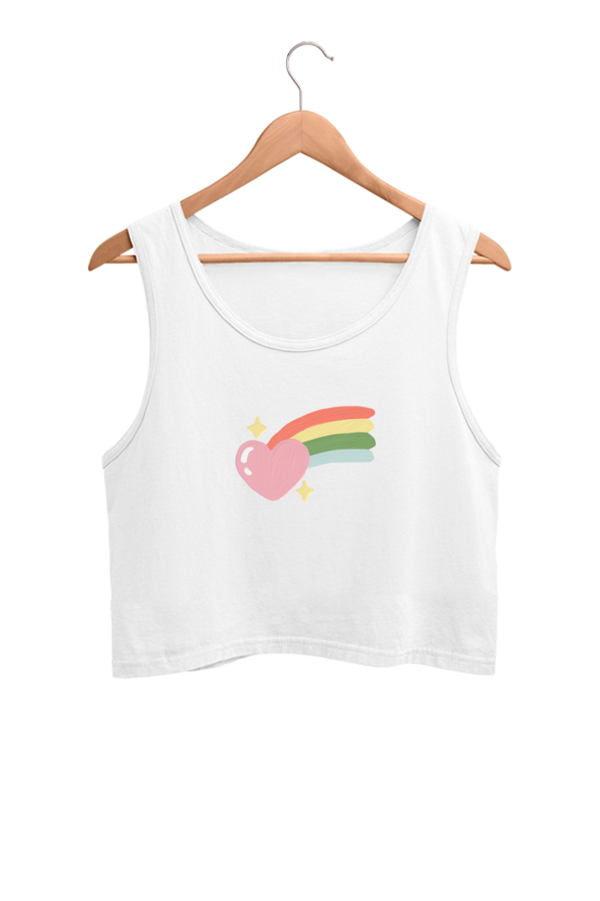 Rainbow  Printed Crop Tank Top For Women