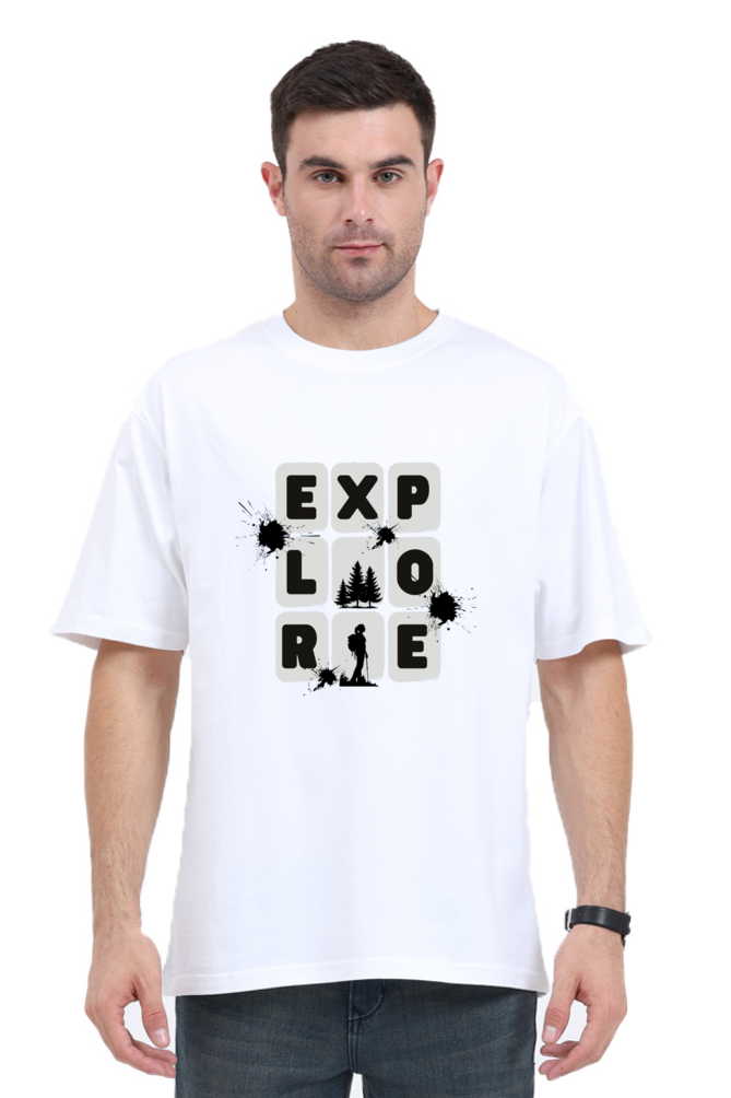 Explore Graphic Printed Standard Oversized T-shirt for Men [180 GSM]