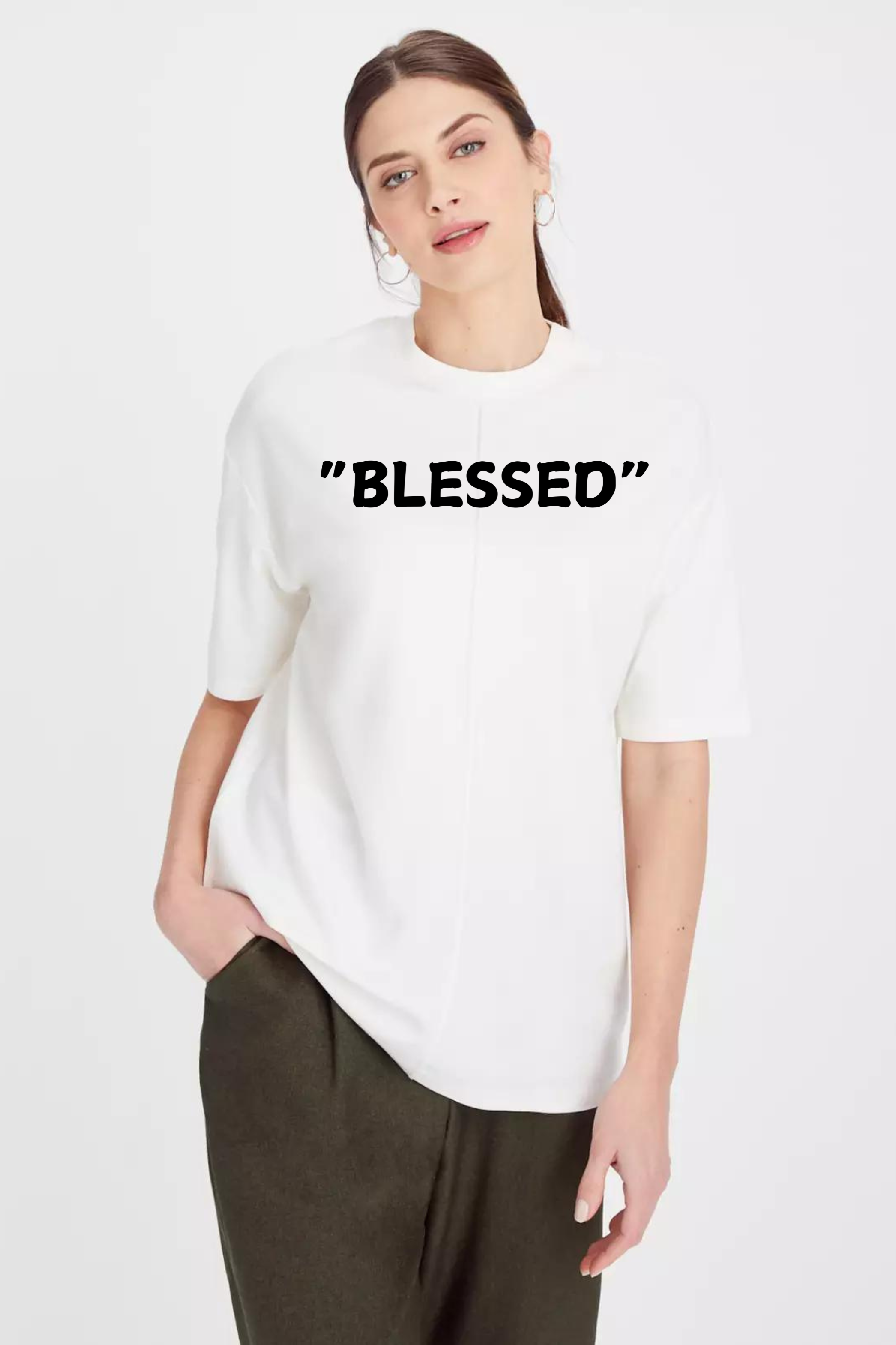 Blessed Graphic Printed Classic Oversized T-shirt For Women 240GSM]