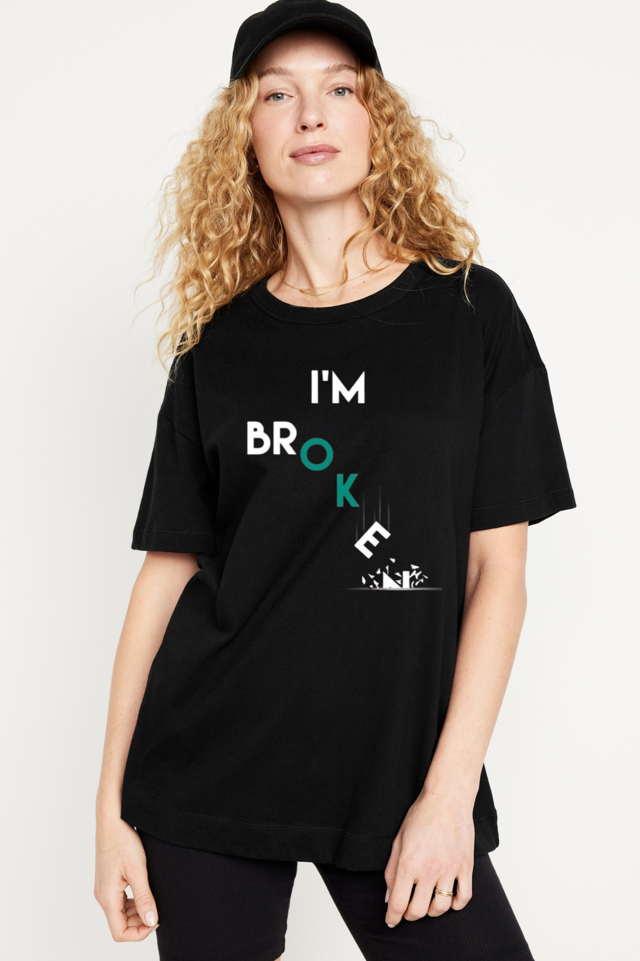 l Am Broken Graphic Printed Classic Oversized T-shirt For Women [240GSM]