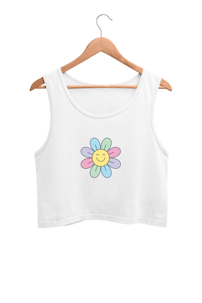 Happy Printed Crop Tank Top For Women