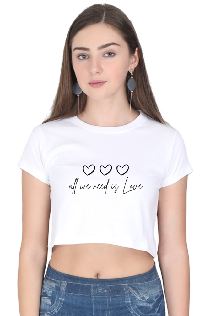 All We Need Is Love Printed Crop Top For Women