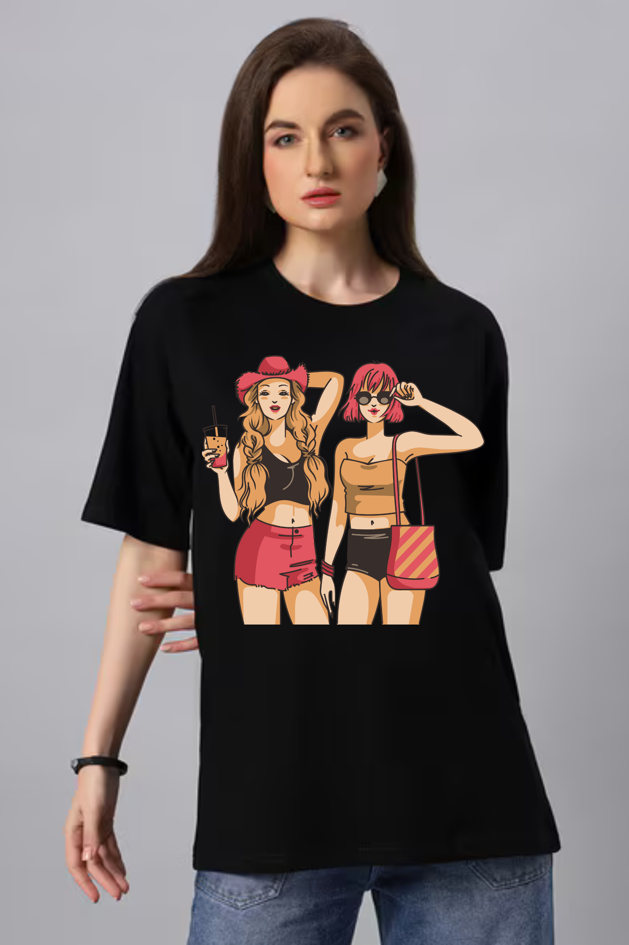 Stylish Graphic Printed Standard Oversized T-shirt for Women [180GSM]