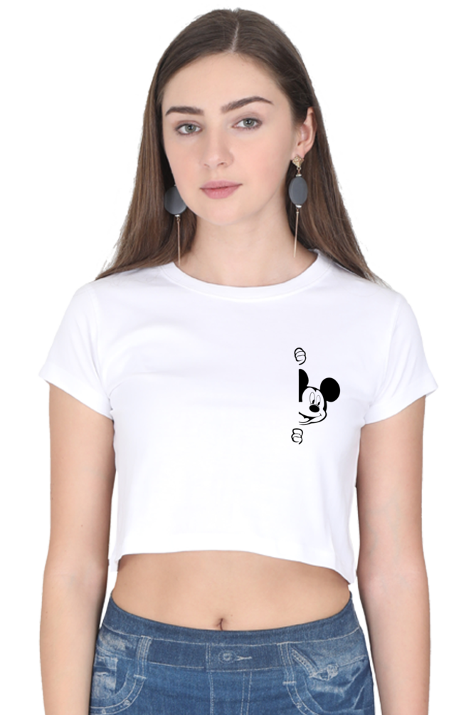 Micky Graphic Printed Crop Top For Women